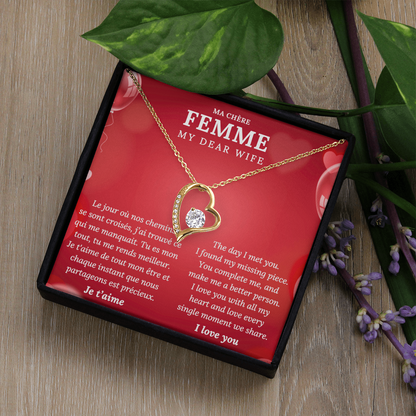 My Dear Wife Necklace – Romantic Gift with French and English Message Card