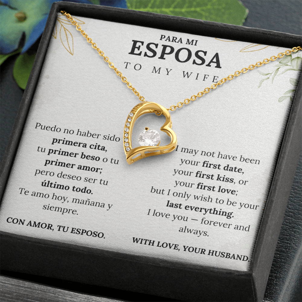 l Necklace Gift for Wife – Love Message Card in English and Spanish