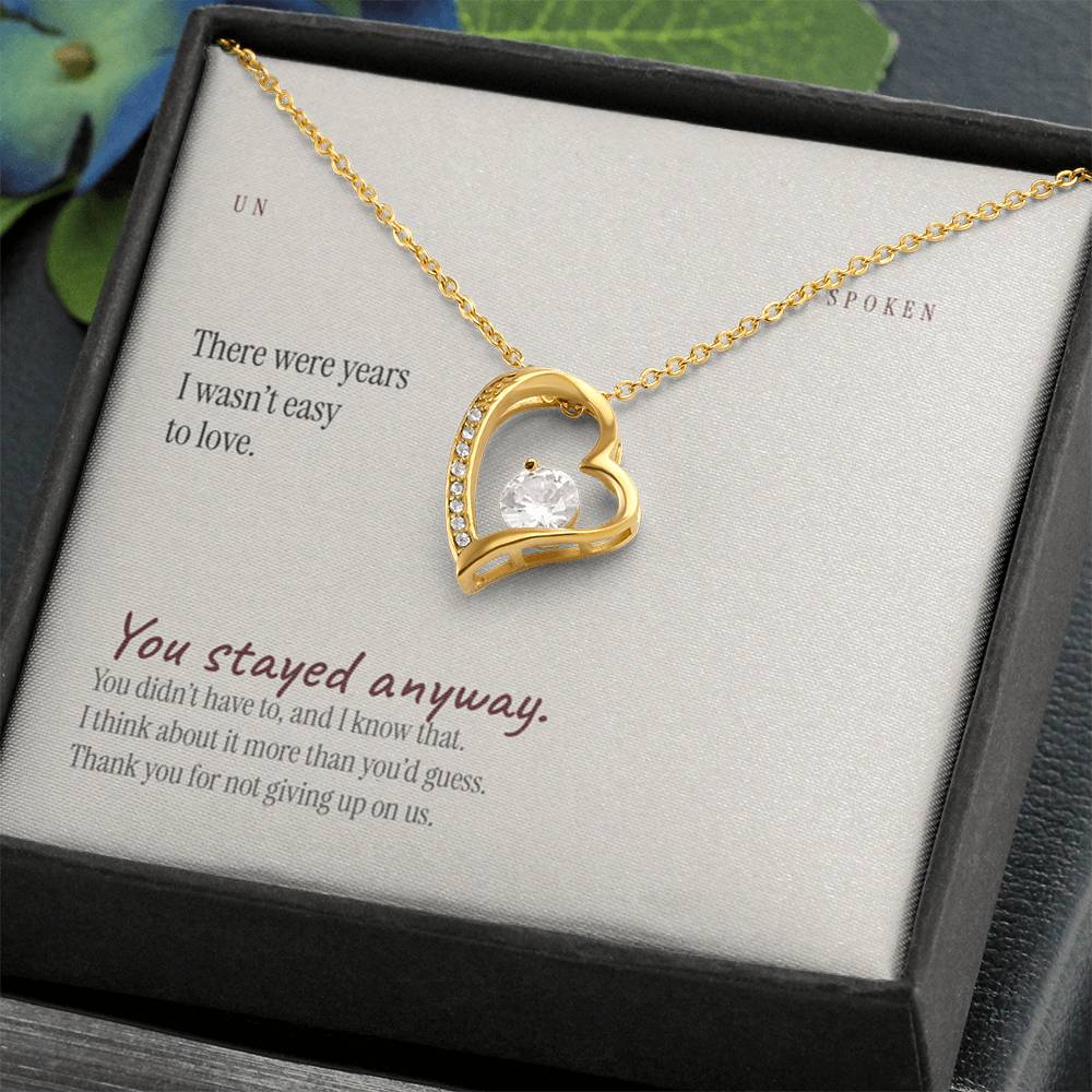 You Stayed — Heart Necklace & Message Card