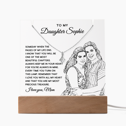 Mother to Daughter Custom Keepsake – LED Acrylic with Necklace & Drawing