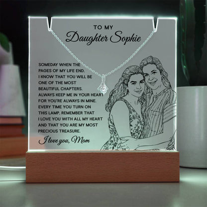 Mother to Daughter Custom Keepsake – LED Acrylic with Necklace & Drawing