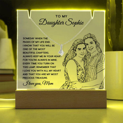 Mother to Daughter Custom Keepsake – LED Acrylic with Necklace & Drawing