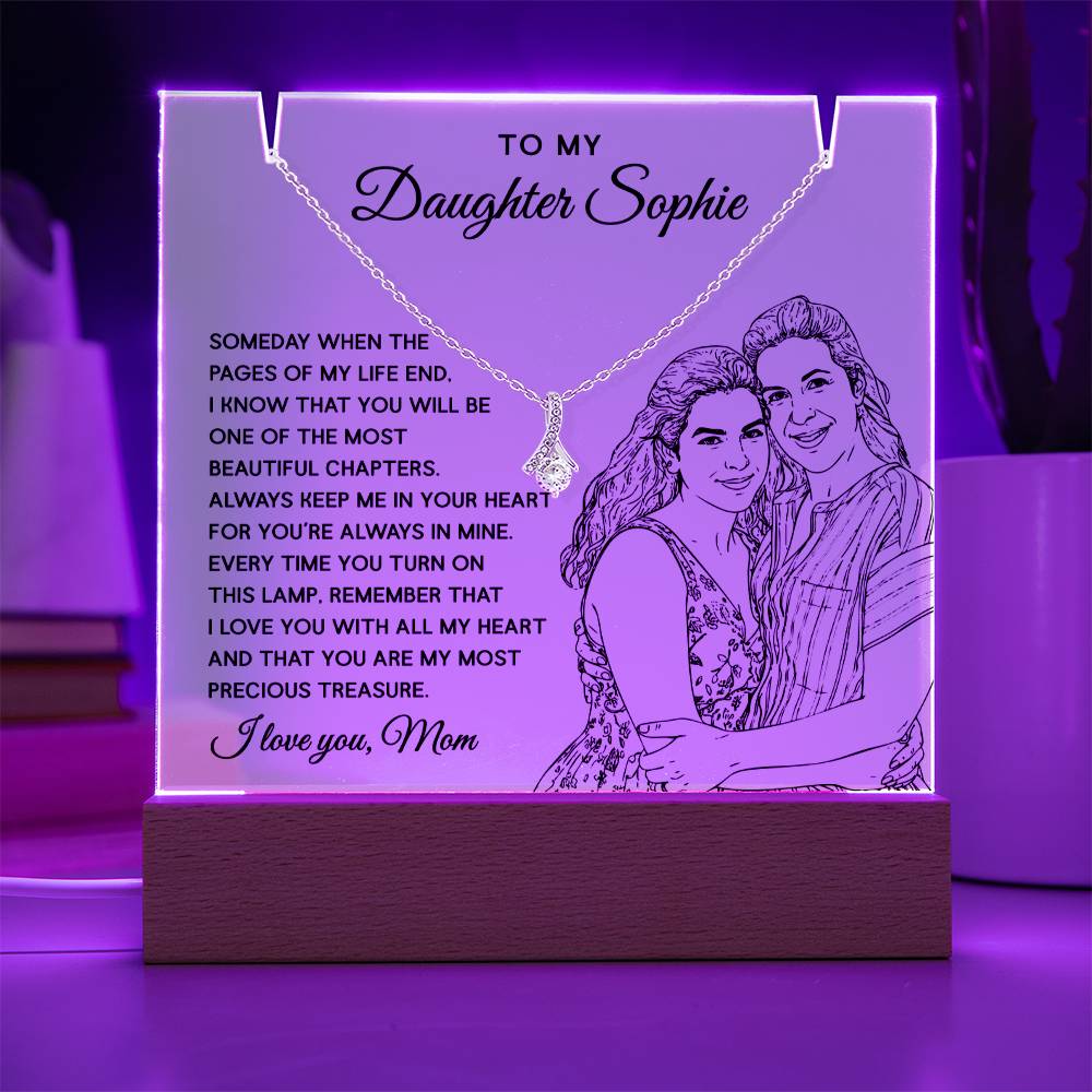Mother to Daughter Custom Keepsake – LED Acrylic with Necklace & Drawing