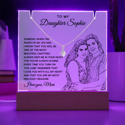Mother to Daughter Custom Keepsake – LED Acrylic with Necklace & Drawing