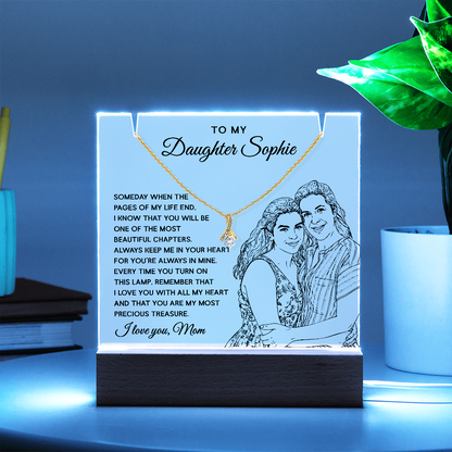 Mother to Daughter Custom Keepsake – LED Acrylic with Necklace & Drawing