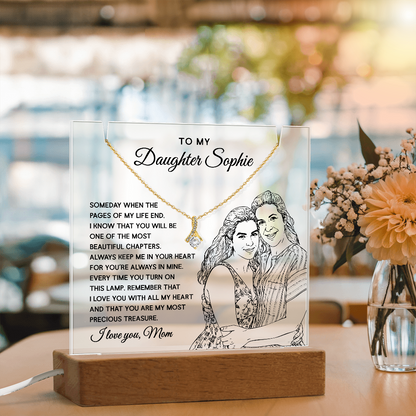 Mother to Daughter Custom Keepsake – LED Acrylic with Necklace & Drawing