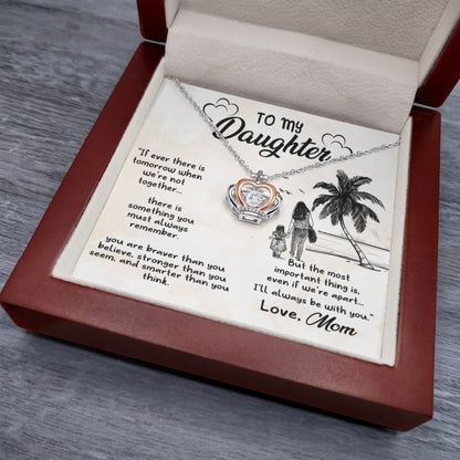 To My Daughter Necklace – Braver Stronger Smarter Crown Pendant Gift from Mom