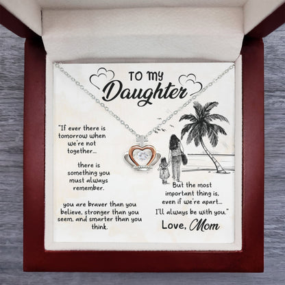 To My Daughter Necklace – Braver Stronger Smarter Crown Pendant Gift from Mom