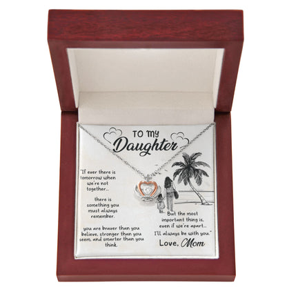 To My Daughter Necklace – Braver Stronger Smarter Crown Pendant Gift from Mom