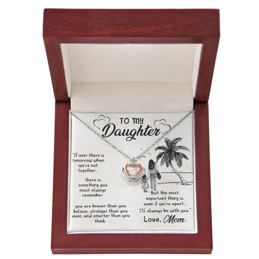 To My Daughter Necklace – Braver Stronger Smarter Crown Pendant Gift from Mom