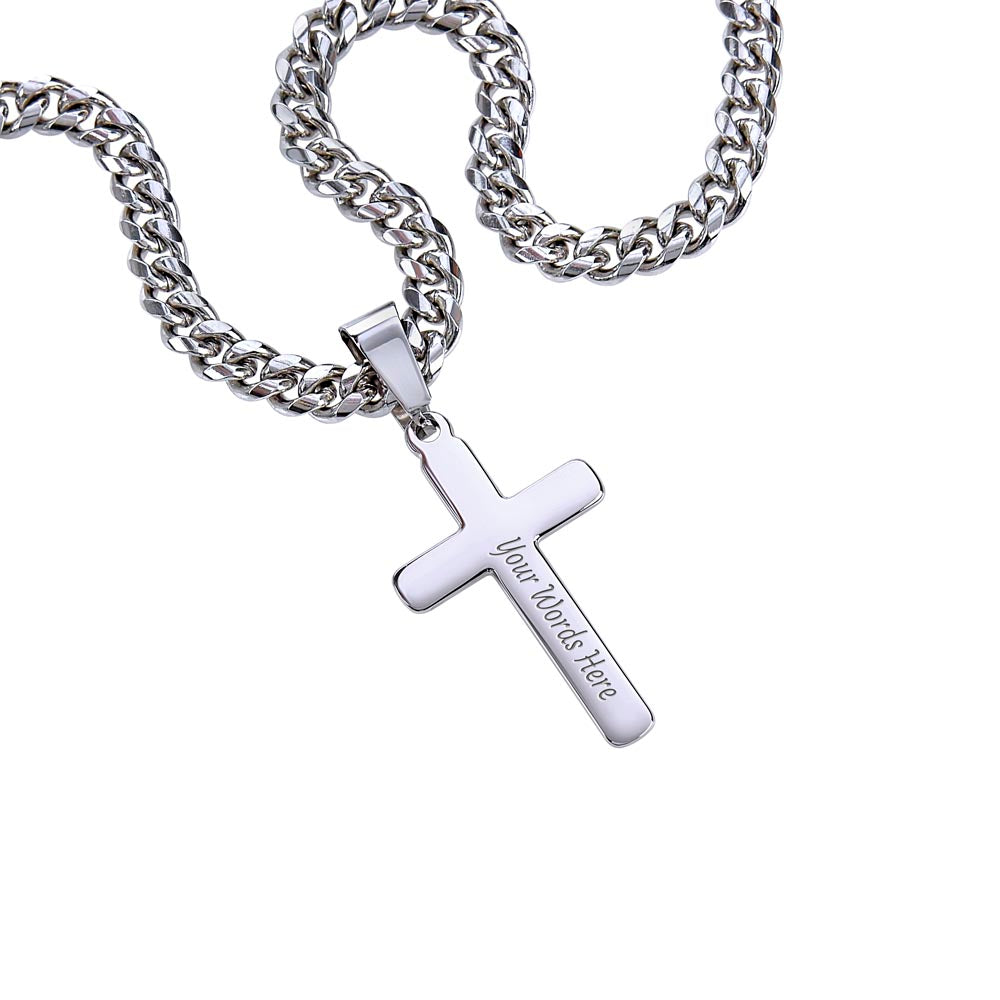 To My Son Cross Necklace – Christian Gift from Mom with Inspirational Bible Verse