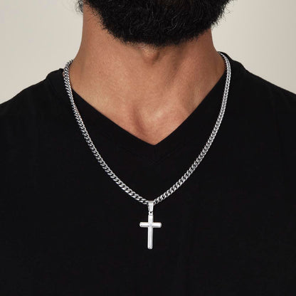 To My Son Cross Necklace – Christian Gift from Mom with Inspirational Bible Verse