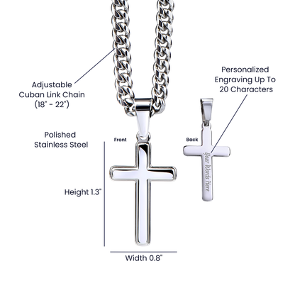 To My Son Cross Necklace – Christian Gift from Mom with Inspirational Bible Verse