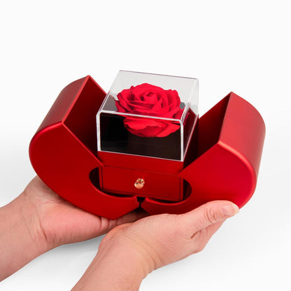 Husband to Wife Gift – Heart Necklace with Red Rose Heart Box